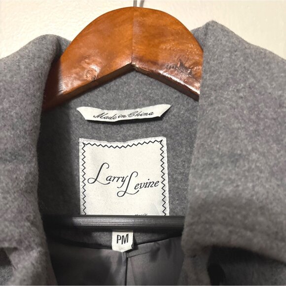 NWT Larry Levine Gray Wool-Blend Peacoat Button-Down Front & Tailored Fit - PM - Picture 2 of 7